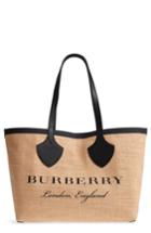 Burberry Medium Logo Print Jute Tote - Black