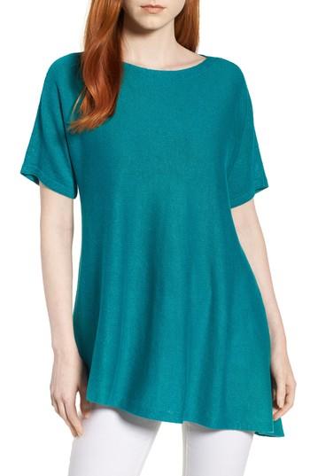 Women's Eileen Fisher Organic Linen Knit Top, Size - Blue/green