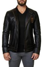 Men's Maceoo Skull Leather Moto Jacket (l) - Brown