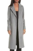 Women's Helene Berman Notch Collar Edge To Edge Wool Blend Coat - Grey