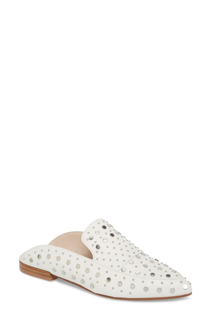 Women's Kristin Cavallari Charlie Studded Loafer Mule .5 M - White