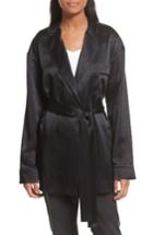 Women's Robert Rodriguez Silk Satin Robe Jacket - Black