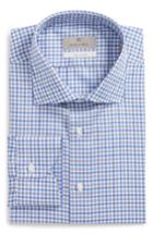 Men's Canali Regular Fit Non-iron Check Dress Shirt - Blue