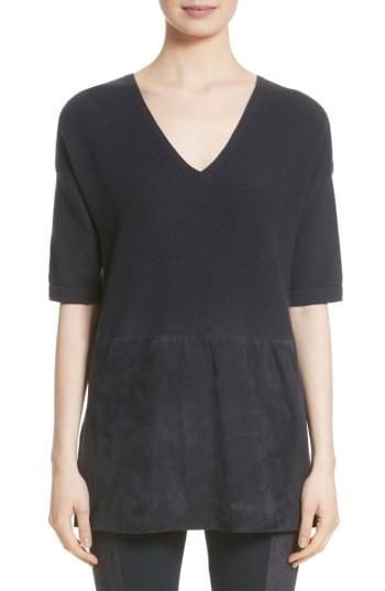 Women's Lafayette 148 New York Faux Suede Hem Top