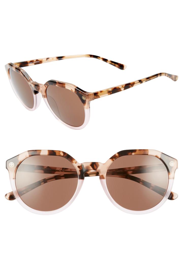 Women's Tory Burch 52mm Round Sunglasses - Tortoise/ Blush Solid