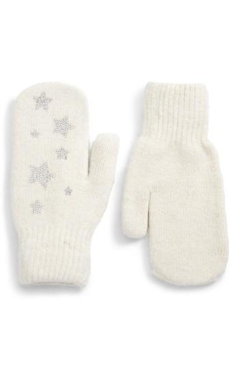 Women's David & Young Sequin Stars Mitten, Size - White