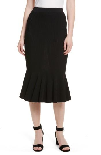 Women's Jonathan Simkhai Rib Knit Trumpet Skirt - Black