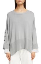 Women's Y's By Yohji Yamamoto Button Sleeve Sweater - Grey