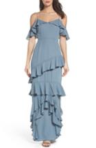 Women's Wayf Danielle Off The Shoulder Tiered Crepe Dress, Size - Grey