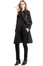 Women's Saint Laurent Double Breasted Trench Coat Us / 40 Fr - Black