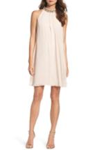 Women's Vince Camuto Beaded Collar Trapeze Dress - Pink