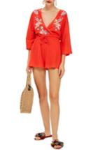 Women's Topshop Embroidered Jersey Romper - Red
