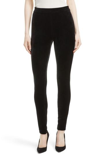 Women's Theory Adbelle Velour Knit Leggings - Black