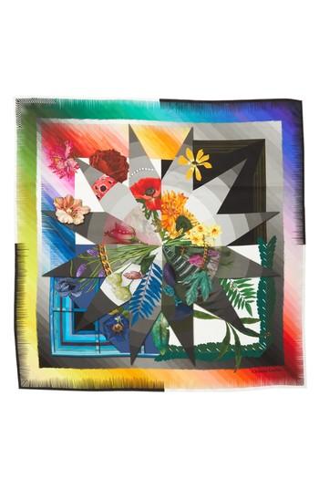 Women's Cristian Lacroix Botanic Silk Scarf, Size - Black