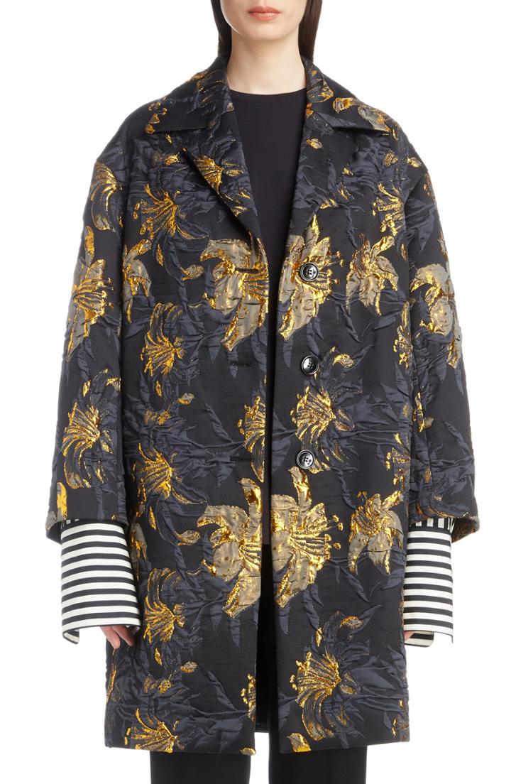 Women's Dries Van Noten Metallic Jacquard Topper