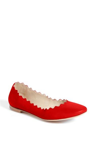 Women's Chloe 'lauren' Scalloped Ballet Flat Us / 40eu - Red