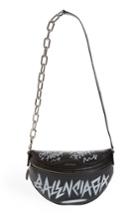 Balenciaga Graffiti Souvenir Leather Belt Bag - Black