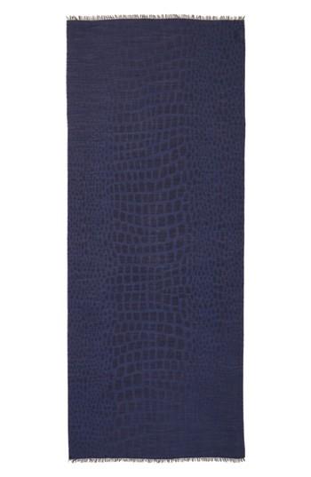 Women's Max Mara Crocodile Print Wool & Modal Scarf, Size - Blue