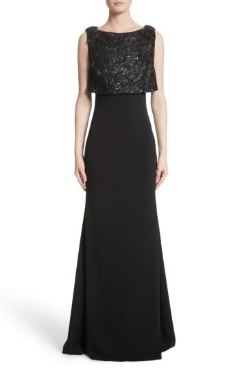 Women's Badgley Mischka Couture Embellished Popover Gown