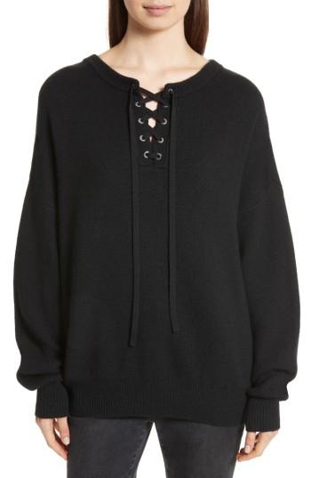 Women's Robert Rodriguez Lace-up Merino Wool & Cashmere Sweater