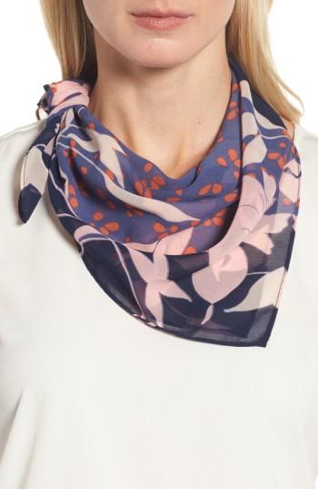 Women's Halogen Floral Square Scarf, Size - Blue