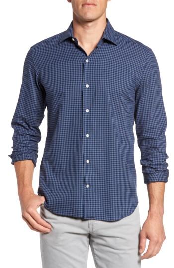 Men's Culturata Trim Fit Gingham Sport Shirt, Size - Blue