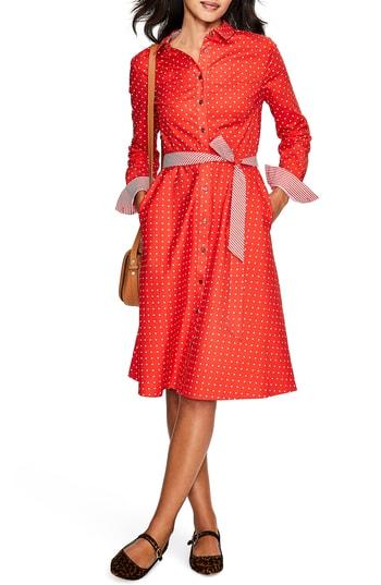 Women's Boden Posy Cotton Shirtdress - Red