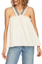 Women's 1.state Embroidered Crinkle Gauze Babydoll Top, Size - White