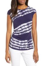 Women's Chaus Zip Shoulder Ruched Shibori Top - Blue