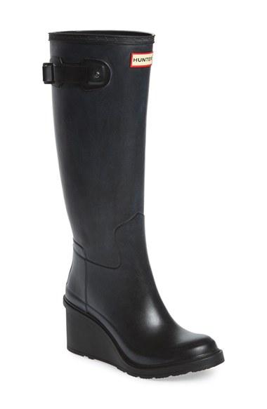 Women's Hunter Original Refined Wedge Rain Boot M - Black
