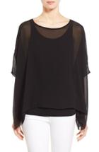 Women's Eileen Fisher Sheer Silk Georgette Top, Size - Black
