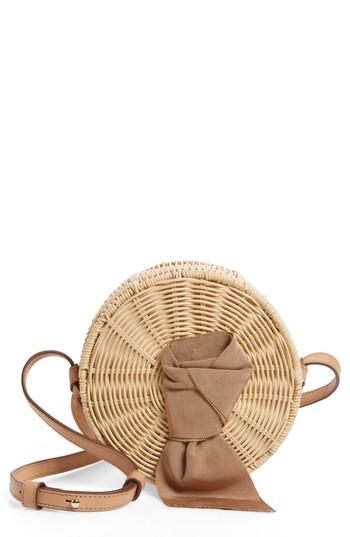 Pamela Munson Paige Woven Rattan Crossbody Bag - Beige