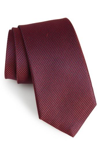 Men's Calibrate Amsberry Microcheck Silk Tie, Size - Red