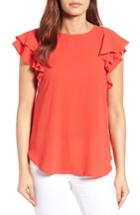Women's Bobeau Ruflle Sleeve Top - Orange