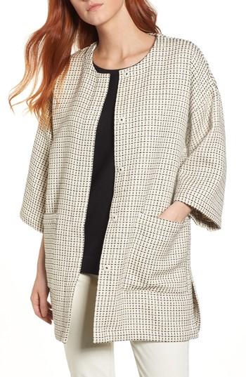 Women's Eileen Fisher Round Neck Kimono Jacket, Size - Beige