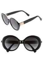 Women's Fendi 52mm Round Sunglasses - Black