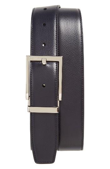 Men's Salvatore Ferragamo Reversible Leather Belt - Navy/ Black