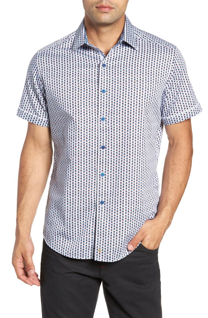 Men's Robert Graham Westward Classic Fit Stripe Sport Shirt, Size - White