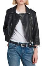 Women's Allsaints Lara Sheepskin Leather Biker Jacket - Black