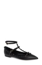 Women's Valentino Garavani Rockstud Double Ankle Strap Pointy Toe Flat Us / 34eu - Black