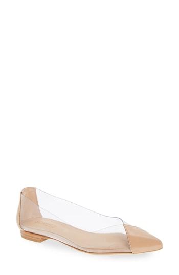 Women's Schutz Clearly Pointy Toe Flat M - Beige