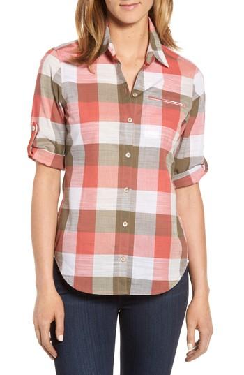 Petite Women's Foxcroft Reese Buffalo Check Shirt P - Green