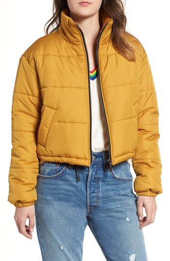 Women's Bp. Crop Puffer Jacket, Size - Yellow