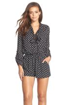 Women's Fraiche By J Print Tie Neck Romper