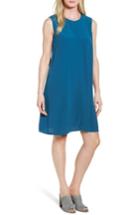 Women's Eileen Fisher Tencel Blend A-line Shift Dress, Size - Blue/green