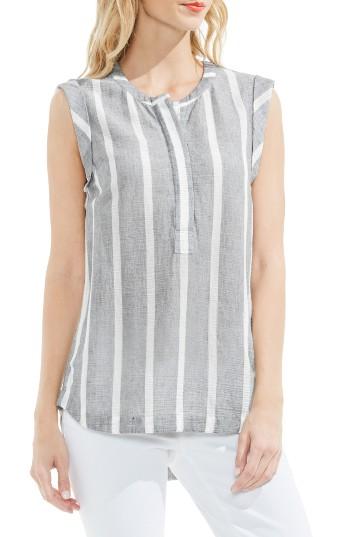 Women's Two By Vince Camuto Stripe Gauze Henley Top - Grey