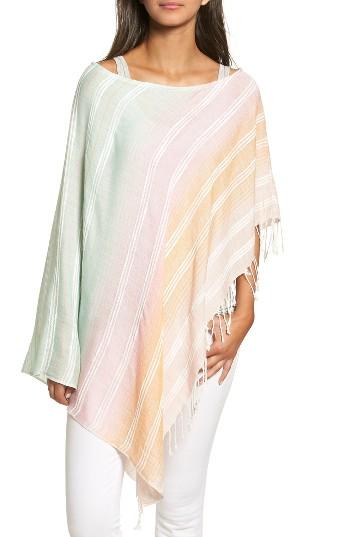 Women's Echo Textured Stripe Poncho, Size - Orange