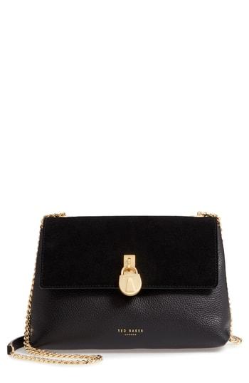 Ted Baker London Padlock Leather Crossbody Bag - Black