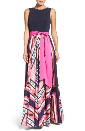 Women's Eliza J Jersey & Crepe De Chine Dress - Blue
