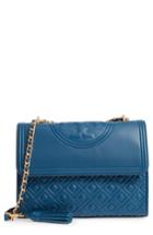 Tory Burch Fleming Quilted Lambskin Leather Convertible Shoulder Bag - Blue